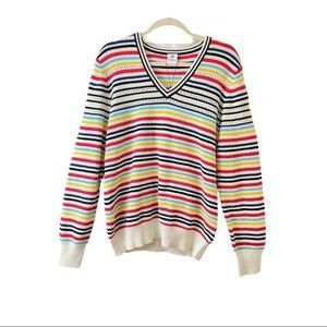 Daily Sports  Made In Sweden Striped Golf Sweater  Large 
V Neck Multi-Color